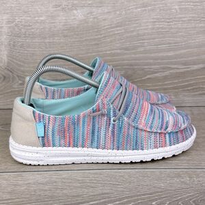 Hey Dude Wendy Sox Women’s Sz 8 Sunset Pink Slip On Knit Loafers 40078-9C9